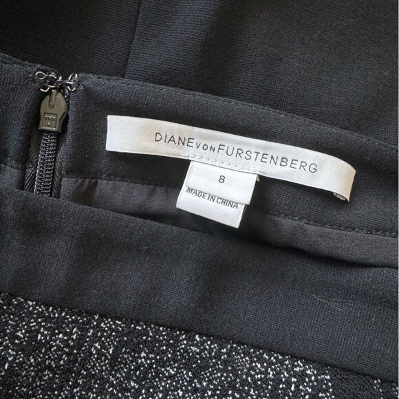 Diane Von Furstenberg Wool Blend Black Floral Lace Pencil Skirt Size 8 - Picture 7 of 9